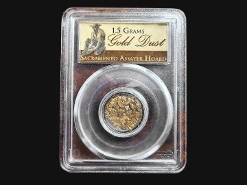 Sacramento Assayer Hoard - Kalifornské rýžované zlato 1,5 gramu, PCGS certifikace